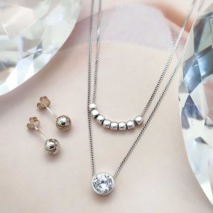 Juego Cadena Doble Circon Plata 925