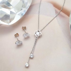 Juego Flor Circon Plata 925